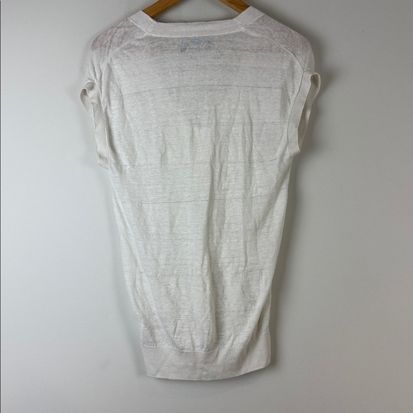 Club Monaco Cream V-Neck Linen Sweater Size Medium - Picture 3 of 6